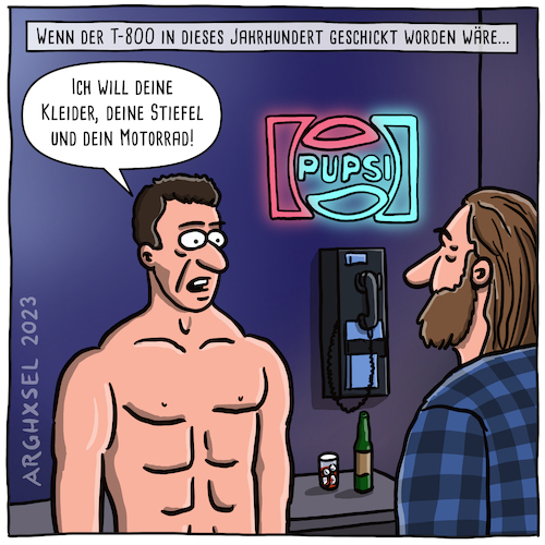 Cartoon: Terminator Hipster (medium) by Arghxsel tagged terminator,2024,arnold,stiefel,kleidung,motorrad,t1000,killer,cyborg,film,kino,schwarzenegger,leinwand,video,roller,hipster,sarah,connor,john,terminator,2024,arnold,stiefel,kleidung,motorrad,t1000,killer,cyborg,film,kino,schwarzenegger,leinwand,video,roller,hipster,sarah,connor,john