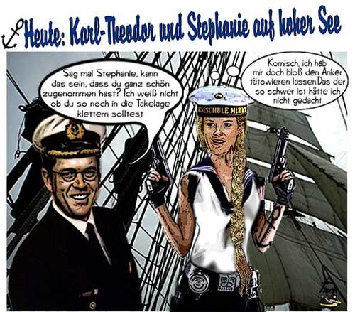 Cartoon: Karl-Theo und Stephanie auf See (medium) by bong-zeitung tagged fock,gorch,guttenberg