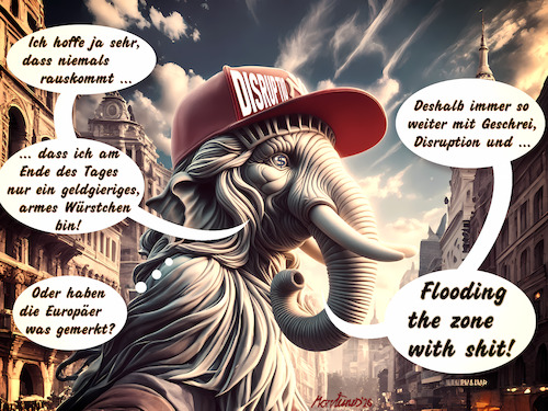 Cartoon: Disruptives Würstchen (medium) by MorituruS tagged us,präsident,donald,trump,usa,tech,oligarchen,ideologie,disruption,demokratie,digitalgipfel,milliardäre,silicon,valley,elitär,männlich,geprägt,board,of,peace,völkerrecht,grönland,rohstoffe,seltene,erden,arktis,ölreserven,handelsrouten,schifffahrtswege,europa,nato,nobelpreis,medaille,nobelkomitee,oslo,zölle,militär,autokratie,diktatur,cartoon,karikatur,moriturus