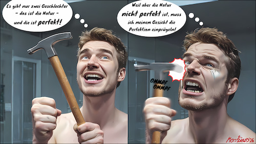 Cartoon: Looksmaxxing!! (medium) by MorituruS tagged social,media,trend,looksmaxxing,junge,männer,knochen,wangenknochen,männlichkeit,hammer,gesichtsknochen,hardmaxxing,bonesmashing,schönheitsideal,influencer,markante,gesichtsform,jawline,männerbild,schönheit,selbstoptimierung,attraktivität,sozialer,erfolg,cartoon,karikatur,moriturus