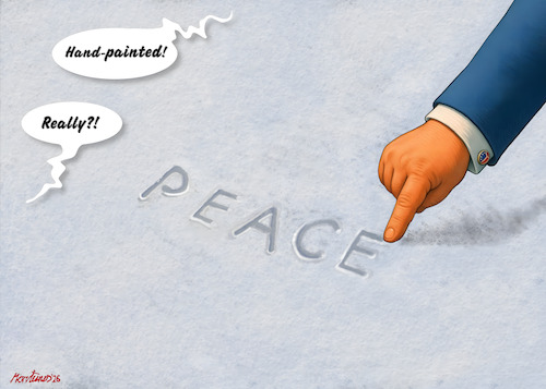 Cartoon: Written in snow II (medium) by MorituruS tagged kriege,beendet,friedensnobelpreis,waffenstillstand,brüchig,hamas,israel,preisträgerin,maria,machado,us,präsident,donald,trump,grönland,zukunft,übernahme,annexion,usa,nato,stützpunkte,drohung,intervention,völkerrecht,rohstoffe,seltene,erden,arktis,ölreserven,europa,königreich,dänemark,kauf,insel,erwerb,abkommen,sicherheit,gewährleistung,nuuk,kopenhagen,ministerpräsidentin,mette,frederiksen,könig,frederik,deal,oppositionsführerin,nobelpreis,medaille,nobelkomitee,oslo,krieg,frieden,militär,demokratie,autokratie,diktatur,cartoon,karikatur,moriturus