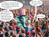 Cartoon: 100 Tage - Amerika wieder groß! (small) by MorituruS tagged usa,us,regierung,administration,präsident,donald,trump,elon,musk,doge,sparkurs,migrationspolitik,klimaabkommen,beamte,entlassungen,inflation,rezession,zölle,zollpolik,china,notenbank,wachstum,kürzungen,universitäten,harvard,yale,sozialversicherung,frieden,ukraine,demokratie,ausweisungen,rückführung,mexiko,gefängnis,el,salvador,guantanamo,cartoon,karikatur,moriturus
