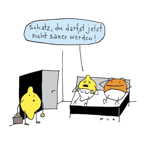 Cartoon: Sauer (medium) by F L O tagged zitrone,orange,sauer,seitensprung,fremdgehen,beziehung,schlafzimmer,bett,zitrone,orange,sauer,seitensprung,fremdgehen,beziehung,schlafzimmer,bett