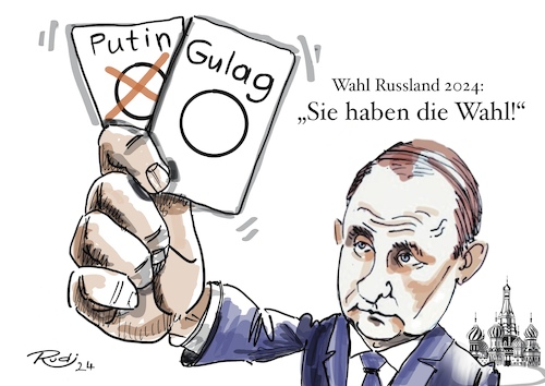 Cartoon: Putinwahl 2024 (medium) by Rudissketchbook tagged putin,wahl,2024,russland,gulag
