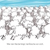 Cartoon: Wer der Herde folgt ... (small) by Rudissketchbook tagged schafe,herde,anpassung,opportunismus,mehrheit,us