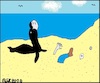 Cartoon: Ohne Worte (small) by Sven1978 tagged robbe,kopf,jonglieren,strand,ufer,meer,küste,mord,leiche,horror