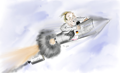 Cartoon: Völlig losgelöst (medium) by SchmidtFineArt tagged fussball,sport,em2024,deutschland,art,kunst,karikatur,gesellschaft,humor,fußball,cartoons,cartoon,digital,demokratie