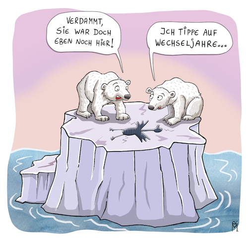 Cartoon: Gans schön heiß (medium) by Rebecca-Meyer tagged wechseljahre,eisbär,gans,winterwechsel,eisberg,klimakterium,wechseljahresbeschwerden,lindern,arktis,verstehen,wechseljahre,eisbär,gans,winterwechsel,eisberg,klimakterium,wechseljahresbeschwerden,lindern,arktis,verstehen