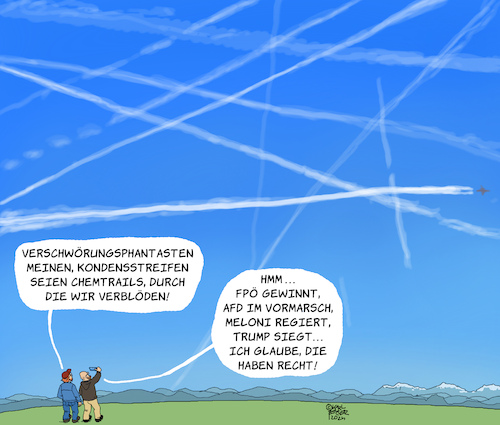 Cartoon: Chemtrails (medium) by Karl Berger tagged chemtrails,kondensstreifen,trump,afd,fpö,chemtrails,kondensstreifen,trump,afd,fpö