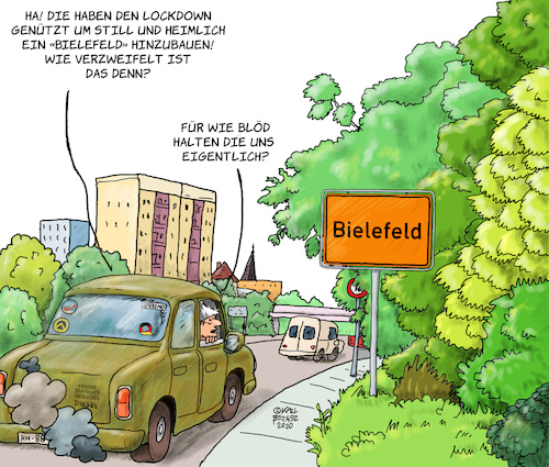 Cartoon: Die Bielefeldverschwörung (medium) by Karl Berger tagged verschwörung,bielefeld,schwurbler,aluhut,trotzdemwahlberechtigt,fakenews,alternativewahrheit,verschwörung,bielefeld,schwurbler,aluhut,trotzdem,wahlberechtigt,fake,news,alternative,wahrheit,querdenker