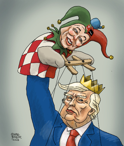 Cartoon: The king and his court jester (medium) by Karl Berger tagged trump,musk,trump,musk