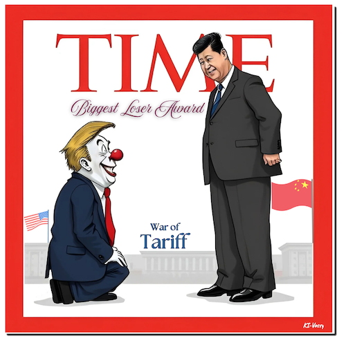 Cartoon: Clown Troll (medium) by A Human tagged zollkrieg,handelskrieg,usa,china,trum,drogenschmuggel,fentanyl,krieg,handel,loser,award,zollkrieg,handelskrieg,usa,china,trum,drogenschmuggel,fentanyl,krieg,handel