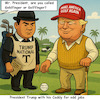 Cartoon: FAKED (small) by ArtyFicial tagged usa,trump,president,golf,gulf,america,faked,goldfinger,golffinger,oddjob,james,bond,politics