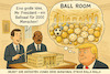 Cartoon: Weißes Rauschen mit Golddekor (small) by ArtyFicial tagged usa,trump,weißes,haus,white,house,east,wing,ostflügel,first,ladies,office,ballsaal,ballroom,abriss,konflikt,selbstherrlichkeit,genehmigungen