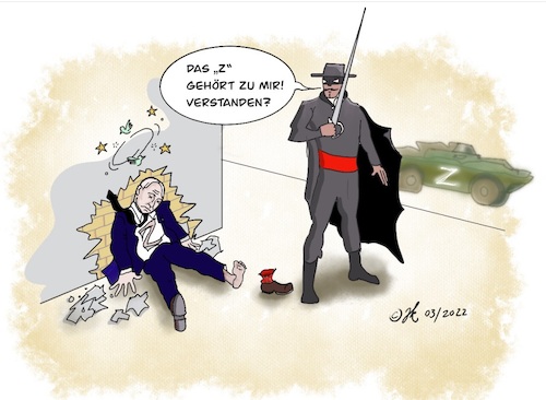 Cartoon: Zorro in Russia (medium) by Jan Kopper tagged russland,zorro,putin,ruzzland,krieg,ukraine