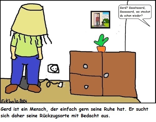 Cartoon: Gerd... (medium) by Schnauzevoll tagged gerd,stille,rückgezogenheit,depressionen,mann,frau,ehe,gesellschaft,gesundheit,psychologie