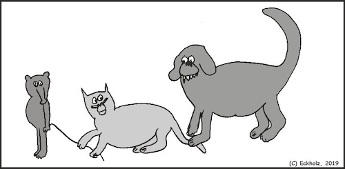 Cartoon: Ohne Worte (medium) by SMK tagged maus,katze,hund,nahrungskette