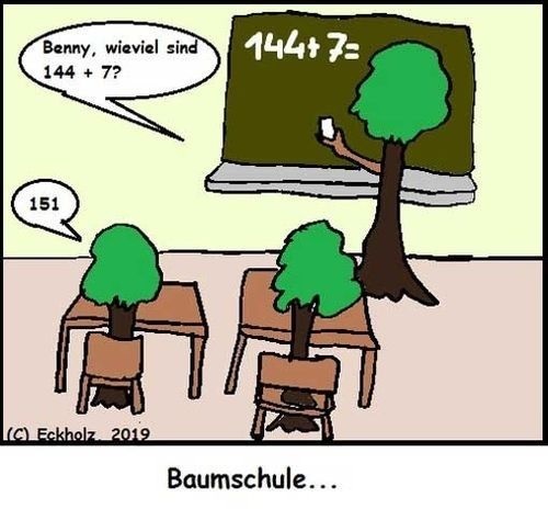 Cartoon: Baumschule... (medium) by Hobbyzeichner tagged baum,schule,baumschule,sprache,gärtnerei