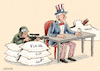 Cartoon: Trap at the U.S. Aid Center (small) by Ahmad Qaddura tagged gaza