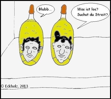 Cartoon: Suchst du Streit? (medium) by Kritzeltonne tagged streit,köpfe,provokation,gluckern,horror,grusel