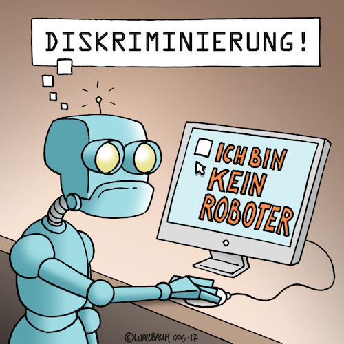 Cartoon: Ich bin ein Roboter! (medium) by Rovey tagged roboter,internet,pc,klicken,anklicken,diskriminierung,web,surfen,persönlichkeit,sicherheit,computer,maschine,künstliche,intelligenz,intelligent,ki,droide,bewusstsein,roboter,internet,pc,klicken,anklicken,diskriminierung,web,surfen,persönlichkeit,sicherheit,computer,maschine,künstliche,intelligenz,intelligent,ki,droide,bewusstsein