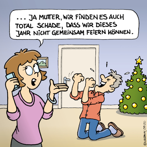 Cartoon: Weihnachtsquarantäne (medium) by Rovey tagged weihnachten,2020,weihnachtsfest,festtage,covid19,corona,virus,coronamaßnahmen,lockdown,quarantäne,infektionsschutz,pandemie,isolation,zweite,welle,familie,familienverhältnisse,schwiegermutter,ehepaar,freude,weihnachtsbaum,deutschland,telefonieren,telefongespräch,gesundheit,krankheit,cartoon,illustration,wallbaum,weihnachten,2020,weihnachtsfest,festtage,covid19,corona,virus,coronamaßnahmen,lockdown,quarantäne,infektionsschutz,pandemie,isolation,zweite,welle,familie,familienverhältnisse,schwiegermutter,ehepaar,freude,weihnachtsbaum,deutschland,telefonieren,telefongespräch,gesundheit,krankheit,cartoon,illustration,wallbaum