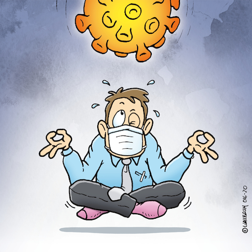 Cartoon: Yoga in Zeiten von Corona (medium) by Rovey tagged corona,virus,covid,19,yoga,meditation,übung,entspannung,sitzen,angst,zweite,welle,pandemie,epidemie,mann,angestellter,büro,stress,sorge,psyche,trauma,bewältigung,beruhigung,nerven,anspannung,mundschutz,schutzmaske,maske,erleuchtung,corona,virus,covid,19,yoga,meditation,übung,entspannung,sitzen,angst,zweite,welle,pandemie,epidemie,mann,angestellter,büro,stress,sorge,psyche,trauma,bewältigung,beruhigung,nerven,anspannung,mundschutz,schutzmaske,maske