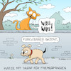 Cartoon: Fremdsprachentalent (small) by Rovey tagged katze,kater,hund,haustiere,sprache,sprechen,fremdsprache,verständigung,kommunikation,akzent,aussprache,wauwau,weg,gehweg,mauer,begegnung,gegensätze,cartoon,illustration