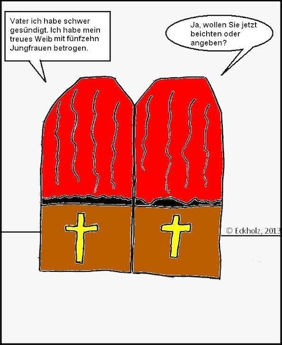 Cartoon: Der beichtende Angeber... (medium) by Moppel tagged beichtstuhl,beichte,kirche,sünde,pfarrer,katholizismus