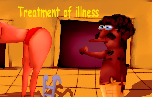TREATMENT OF ILLNESS (medium) Cartoon: TREATMENT OF ILLNESS (medium) by m-m tagged cartoon