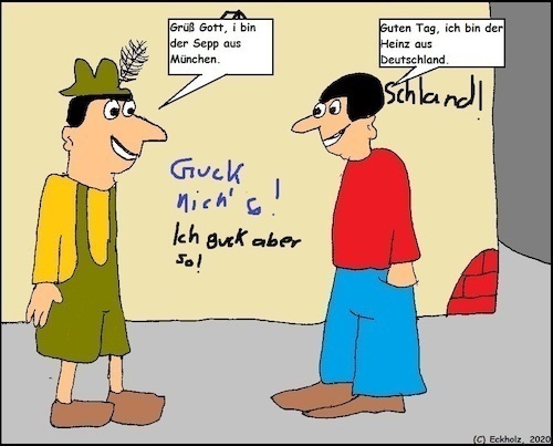 Cartoon: Sepp und Heinz... (medium) by Kritzelprolet tagged sepp,heinz,männer,deutscher,bayer,bayern,deutschland,begegnung,landsleute,heimat