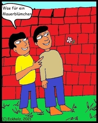 Cartoon: Was für ein Mauerblümchen... (medium) by Hoschie1978 tagged männer,sprache,mauerblümchen,allegorie,sinnbild