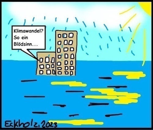 Cartoon: Klimawandel... (medium) by Sachsenbirne tagged blödsinn,klimawandel,leugnung,gesellschaft,überflutung,sintflut,regen,klima,wetter,klimakatastrophe,umweltkatastrophe,natur,flut