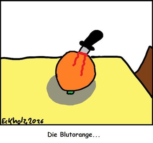 Cartoon: Die Blutorange... (medium) by Moppel tagged blutorange,blut,messer,orange,allegorie