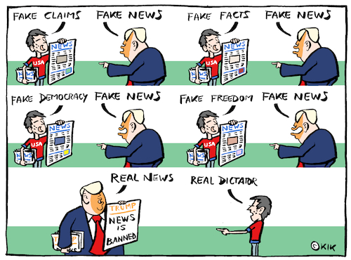 Cartoon: Free press (medium) by Kik tagged press,newspaper,news,trump,usa,dictator,unitedstatesofamerica