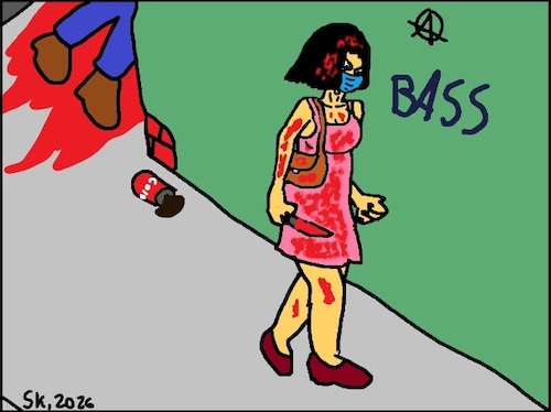 Cartoon: Psycho-Mädchen 1 (medium) by Mr Speck tagged mädchen,frau,gewalt,mord,blut,splatter,messer,angriff,psycho,hinterhalt,heimtücke,horror,stadtleben