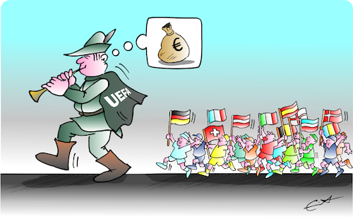 Cartoon: Profisport (medium) by Bernd Eisert tagged fußball,verband,uefa,geld,profit,gier,fußball,verband,uefa,geld,profit,gier