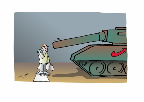 Cartoon: Remigrations-Waffe (medium) by Bernd Eisert tagged remigration,verteidigung,militär,abschiebung,afd,vorstoß,wahl,remigration,verteidigung,militär,abschiebung,afd,vorstoß,wahl