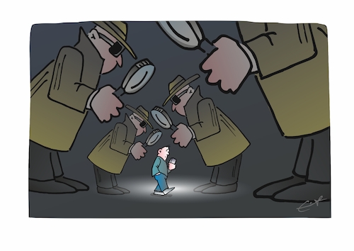 Cartoon: Überwachung (medium) by Bernd Eisert tagged handy,spion,kontrolle,datenschutz,offen,handy,spion,kontrolle,datenschutz,offen