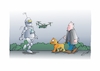 Cartoon: Modernes Gassi (small) by Bernd Eisert tagged gassi,hund,ki,roboter,drohne,spaziergänger