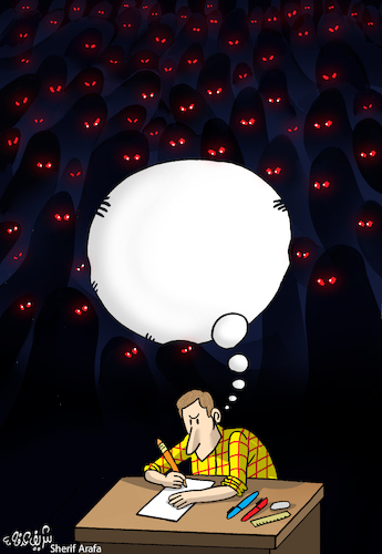 Cartoon: self censorship (medium) by Sherif Arafa tagged freedom