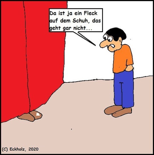 Cartoon: Fleck auf dem Schuh... (medium) by SMK1978 tagged schuh,fleck,horror,schreck,grusel,mann