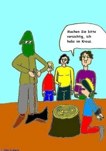 Cartoon: Der letzte Wunsch... (medium) by Kritzelspacko78 tagged henker,todesstrafe,rückenschmerzen,beil,schrafrichter,vollzug,gesellschaft,männer