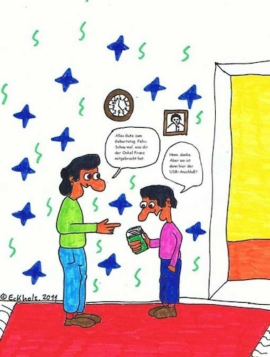 Cartoon: Das Geburtstagsgeschenk... (medium) by Honk1978 tagged junge,neffe,familie,geburtstag,buch,gesellschaft,jugend