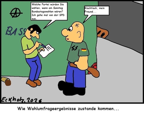 Cartoon: Wahlumfrage... (medium) by Mr Mampf tagged umfrage,wahlumfrage,spd,statistik,gesellschaft,männer,nazi,fascho,faschist,einigkeit,angst,einschüchterung