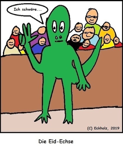 Cartoon: Die Eid-Echse... (medium) by Kritzelpsycho tagged reptil,eid,echse,eidechse,gericht,schwören,sprache