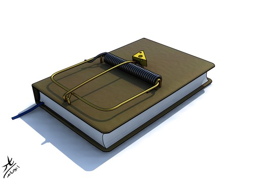 Cartoon: Readerstrap (medium) by yaserabohamed tagged book,mousetrap