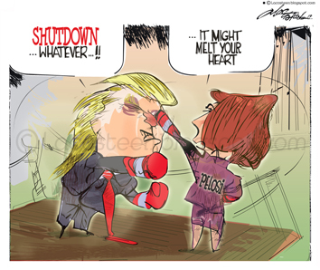 Cartoon: Trump Vs Polsi (medium) by Lacosteenz tagged shutdown