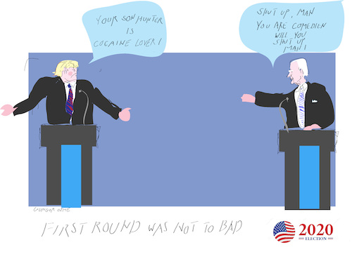 Cartoon: 2020 US Election Debate (medium) by gungor tagged us,election,2020,us,election,2020