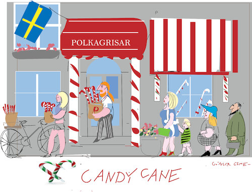 Cartoon: A festive sweet (medium) by gungor tagged candy,cane,shop,in,sweden,candy,cane,shop,in,sweden